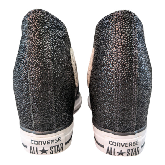 Converse 2017 CTAS Lux Mid Hidden Wedge Black Stingray Pebbled Leather Sneaker 7 - Picture 3 of 10